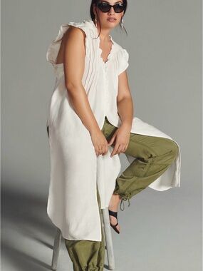 Anthropologie Linen Ruffled Tunic